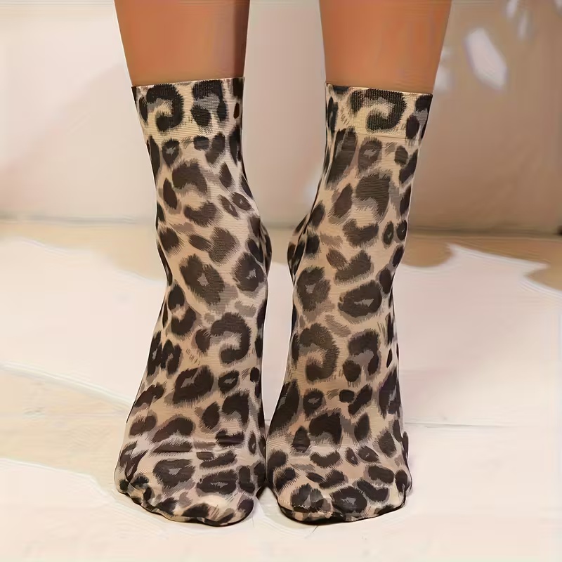 5 Pairs Women's Leopard Print Ankle Socks