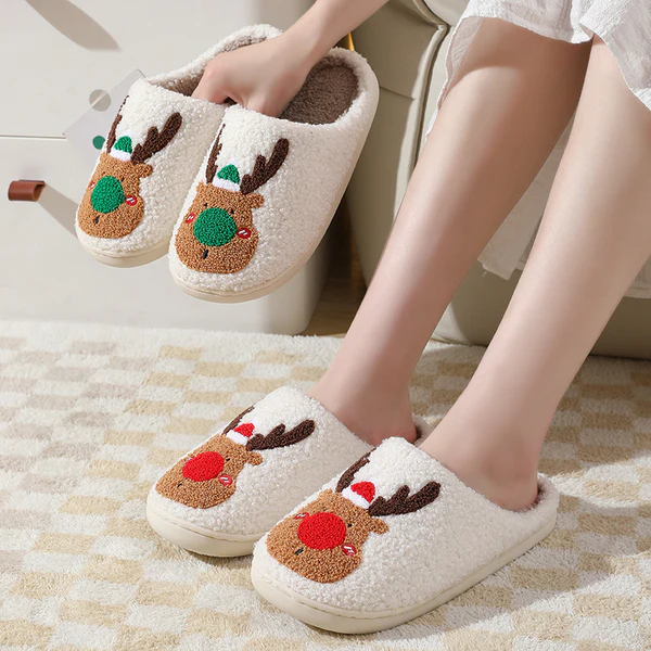 New comfortable home Santa style winter cotton slippers