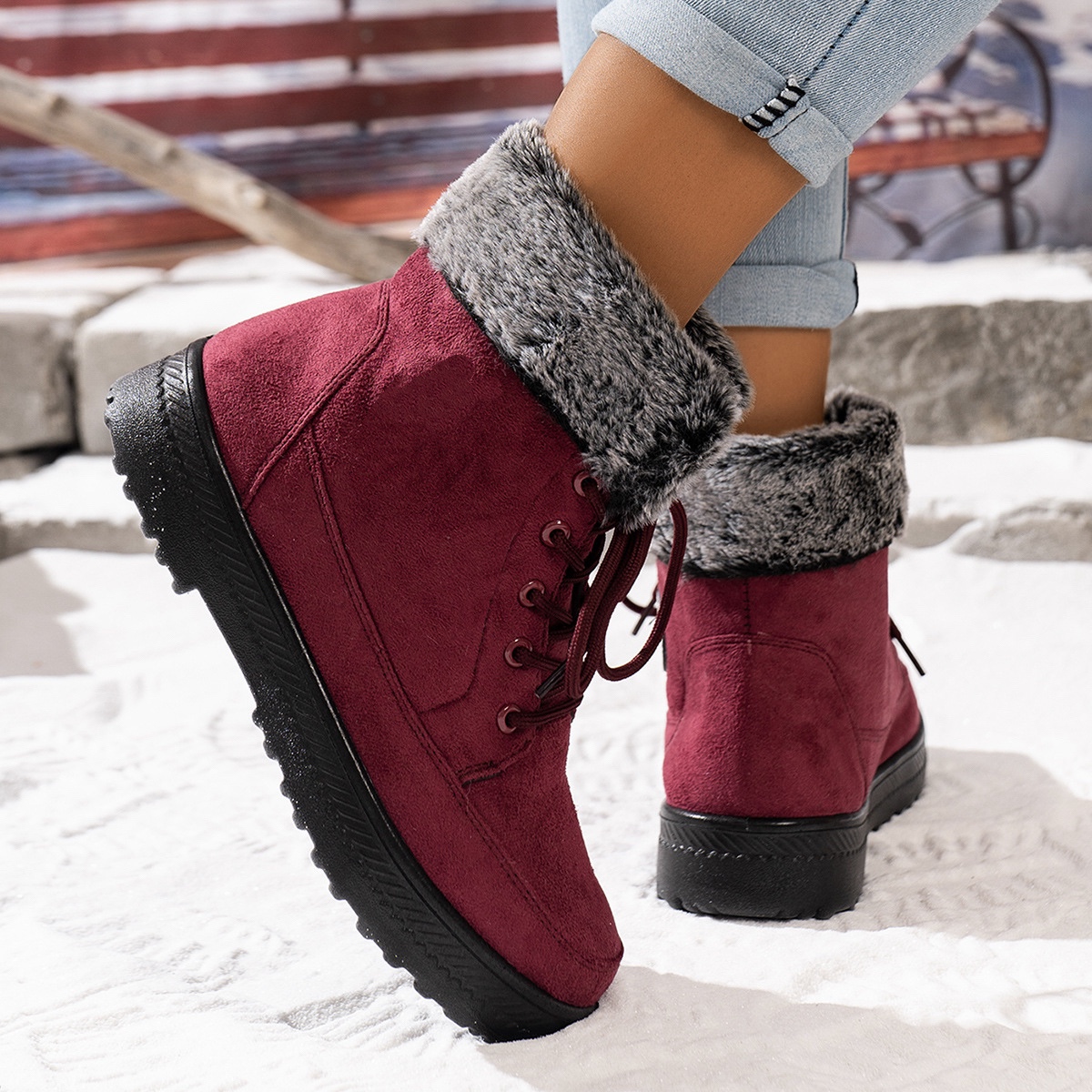 Women's Warm Lined Interior Breathable Winter Boots