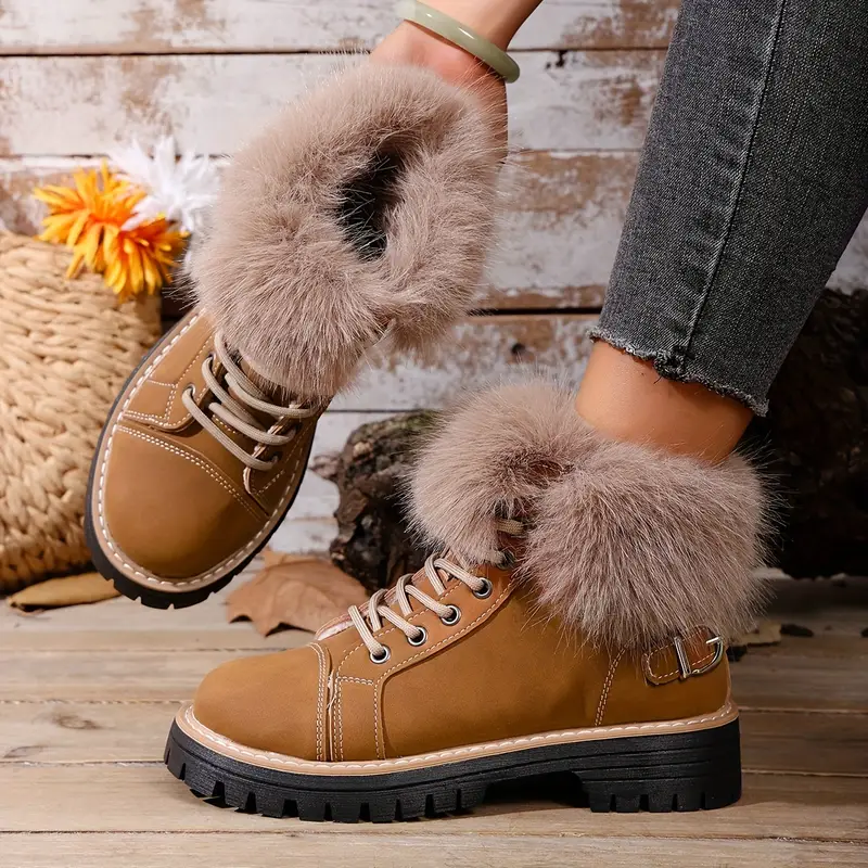 Women's Winter Lace-Up Closure Comfortable Ankle Boots