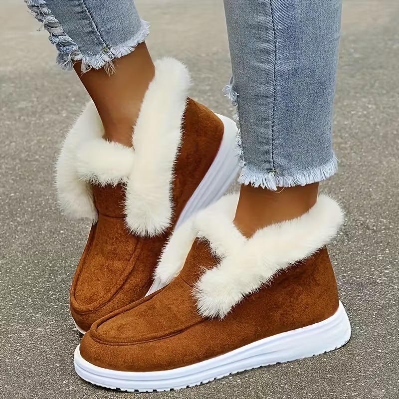 Women' Winter Warm Slip-On Ankle Boots