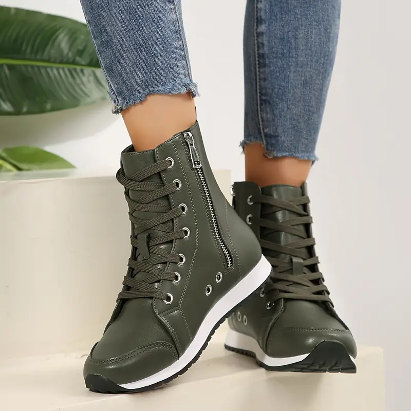 Zipper Lace-Up Comfortable Breathable Sports Ankle Boots