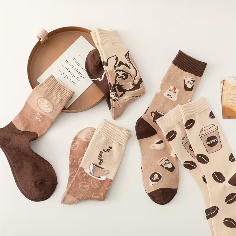 5 Pairs Women's Coffee-Themed Socks