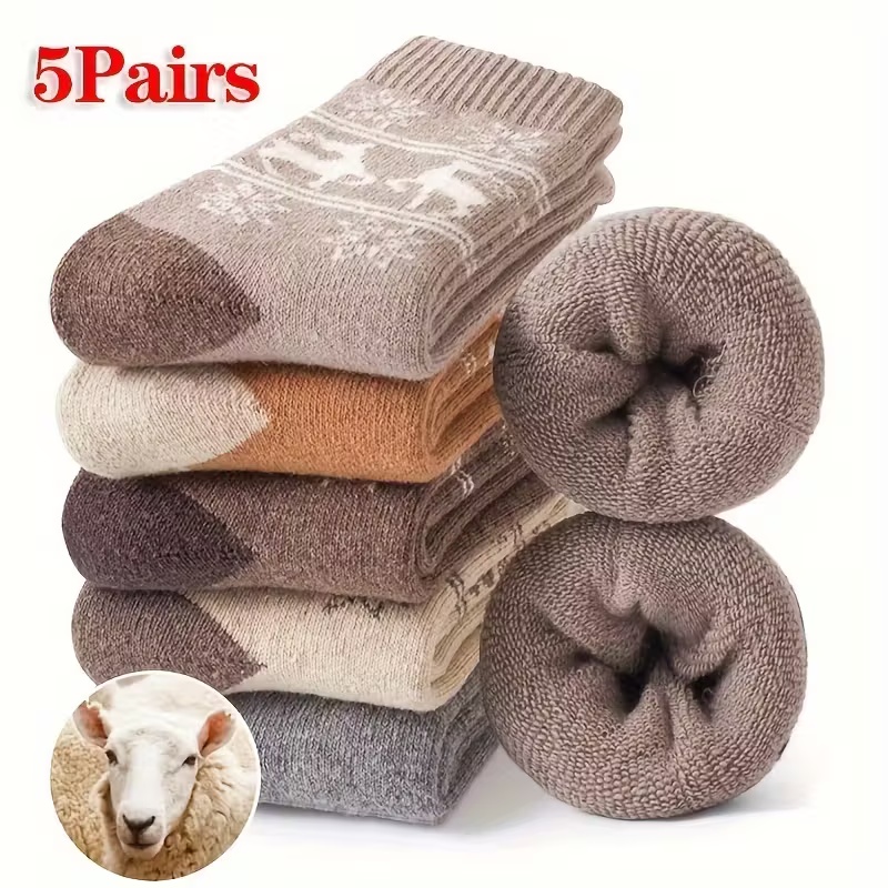 5-Pack Women's Wool Thermal Winter Socks