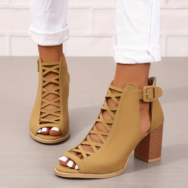 Women's Brown Faux Cover Ankle Sandals