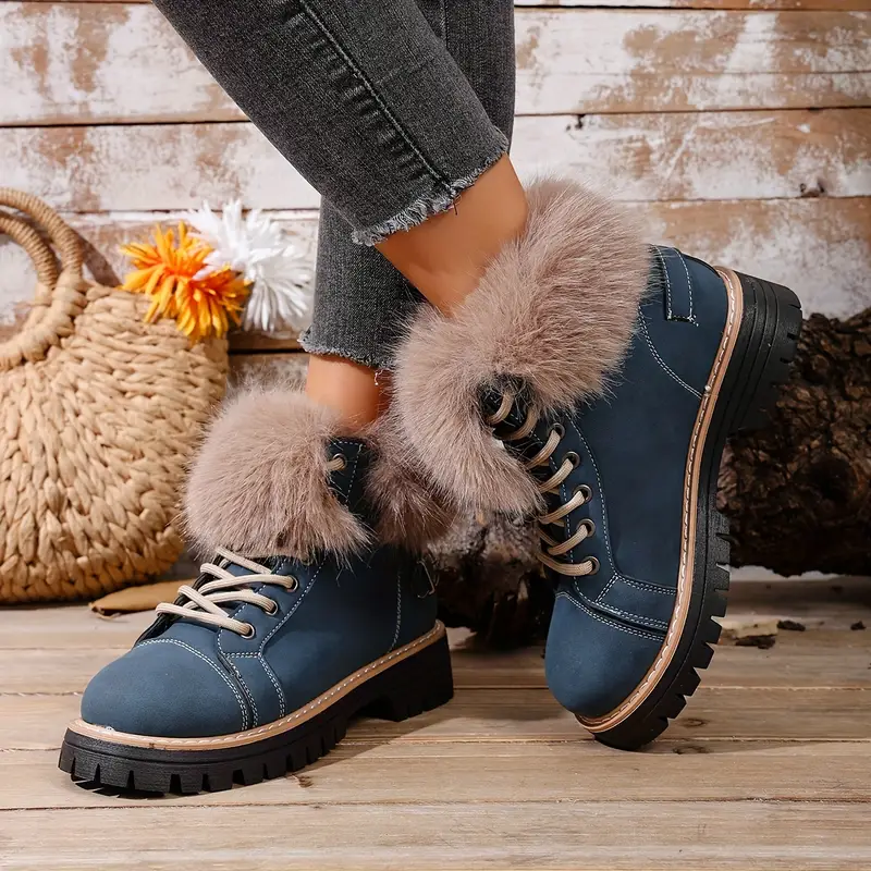 Women's Winter Lace-Up Closure Comfortable Ankle Boots