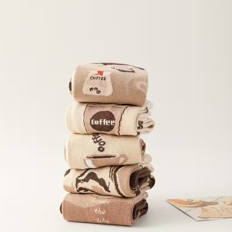 5 Pairs Women's Coffee-Themed Socks