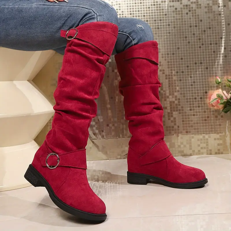 NEW ARRIVAL 50% OFF - Slim-fitting Chunky-heeled Suede Knight Boots