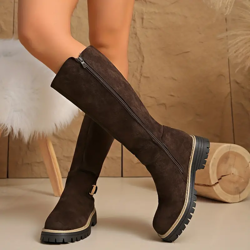 Thick Anti-Slip Rubber Sole Knee High Boots