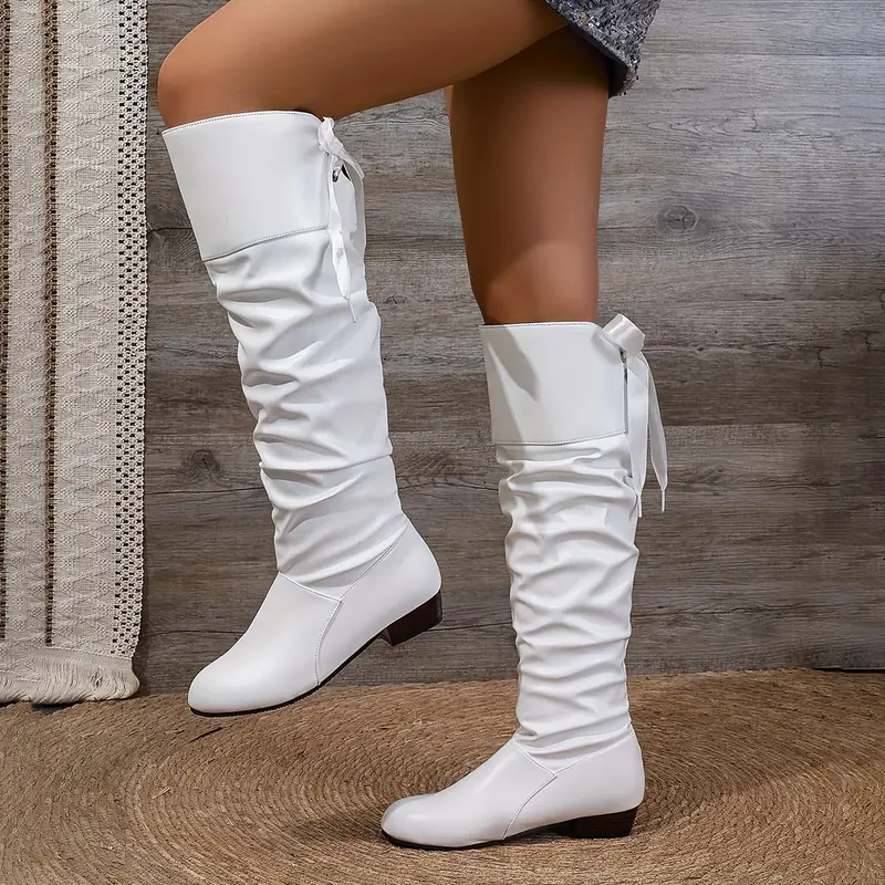 NEW ARRIVAL 50% OFF - Pleated Lace-up Low-heeled Boots