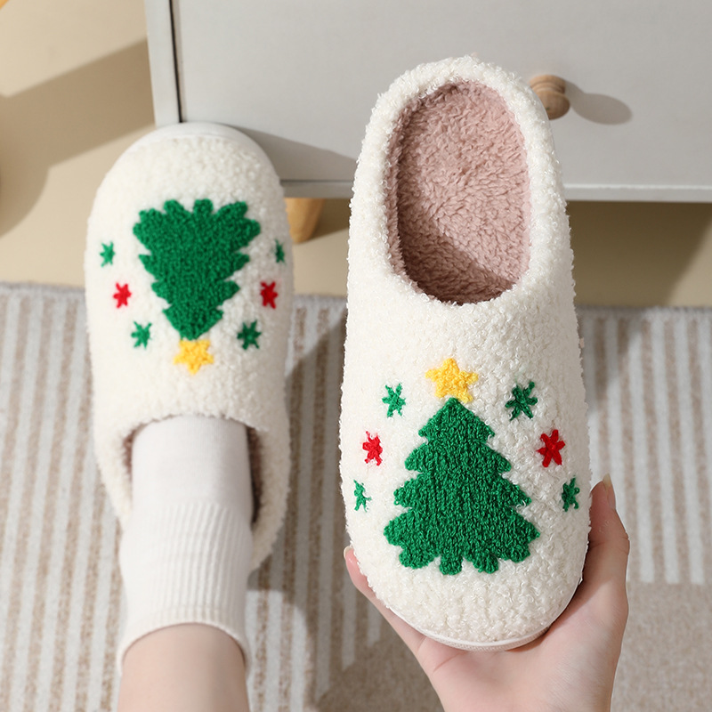 New comfortable home Santa style winter cotton slippers