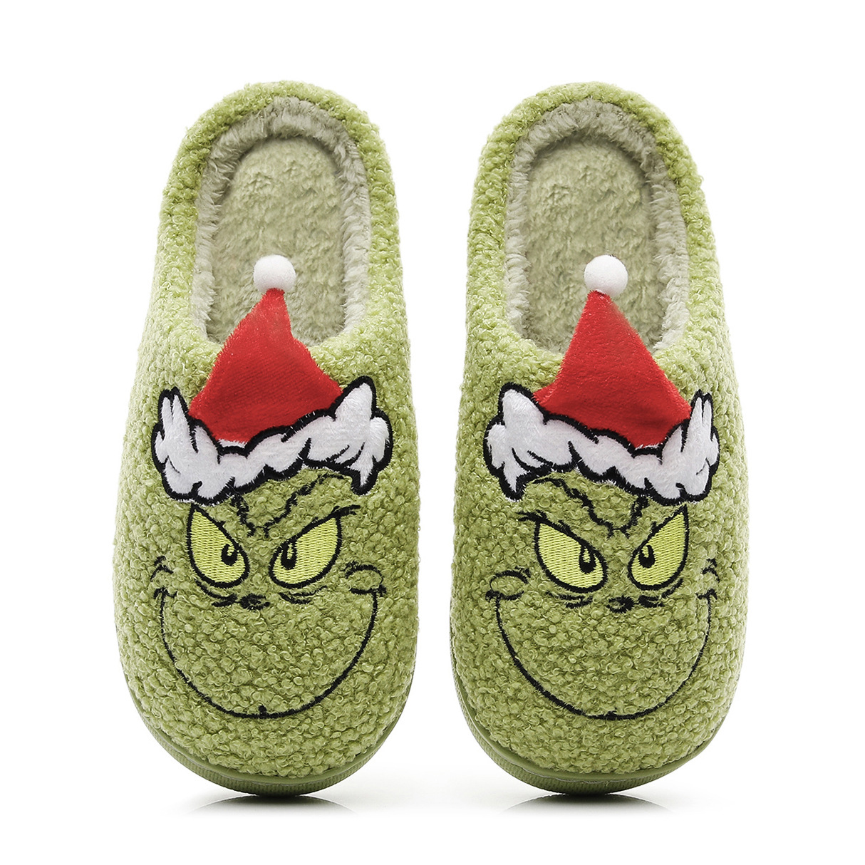 Christmas Grinch Green Monster Slippers