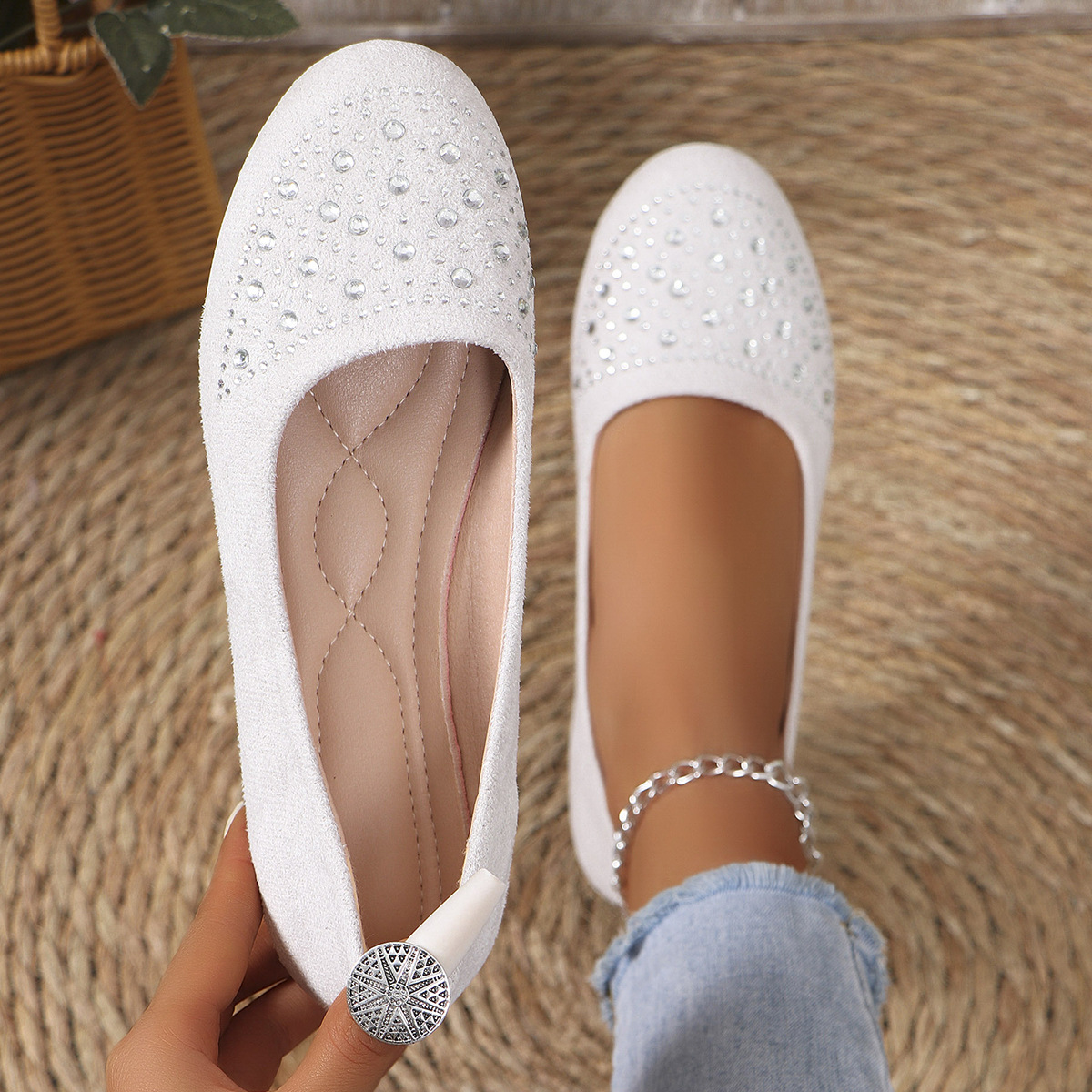 Last Day 60% OFF -Women's Rhinestone Flat Shoes