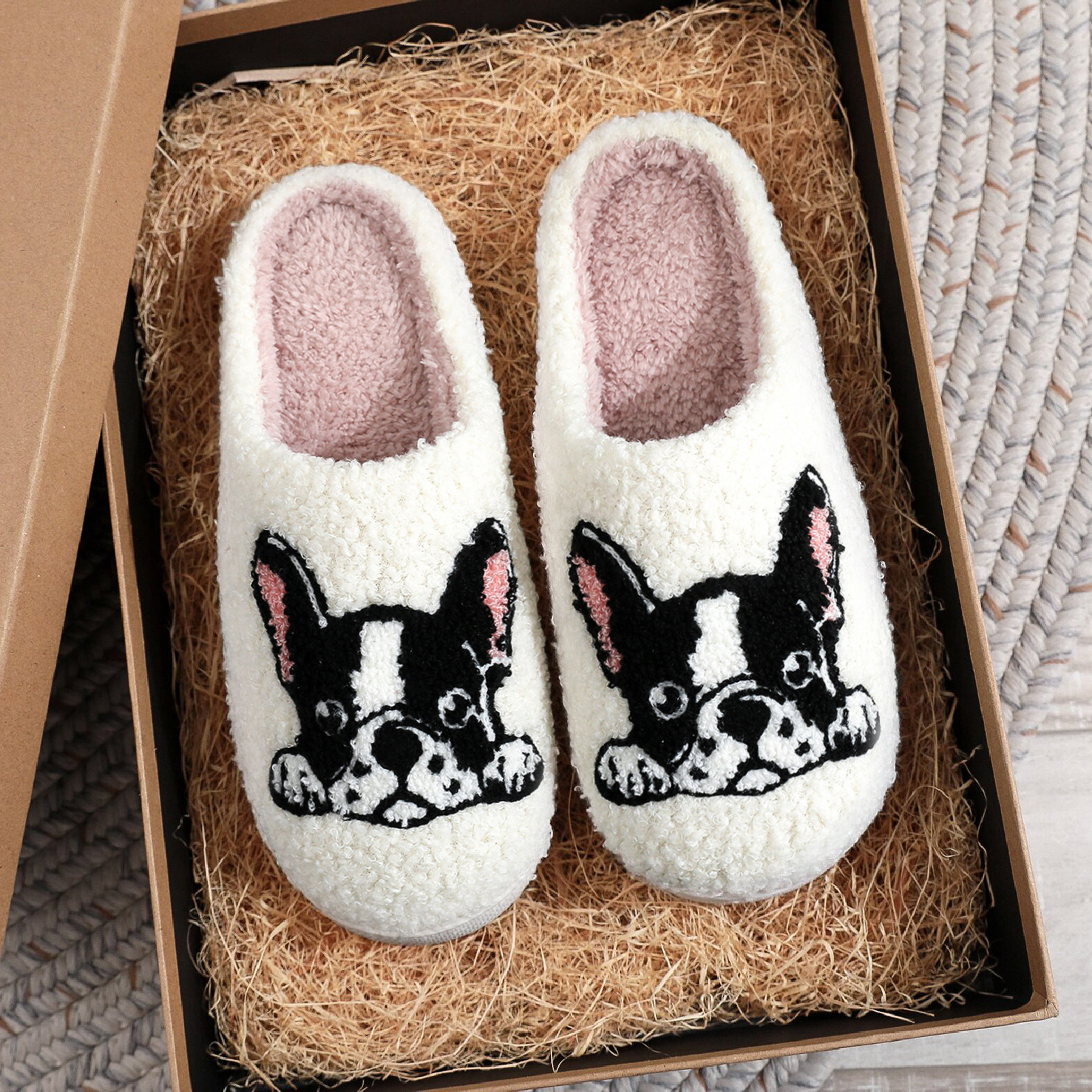 French Bulldog Couple Warm and Comfortable Cotton Slippers