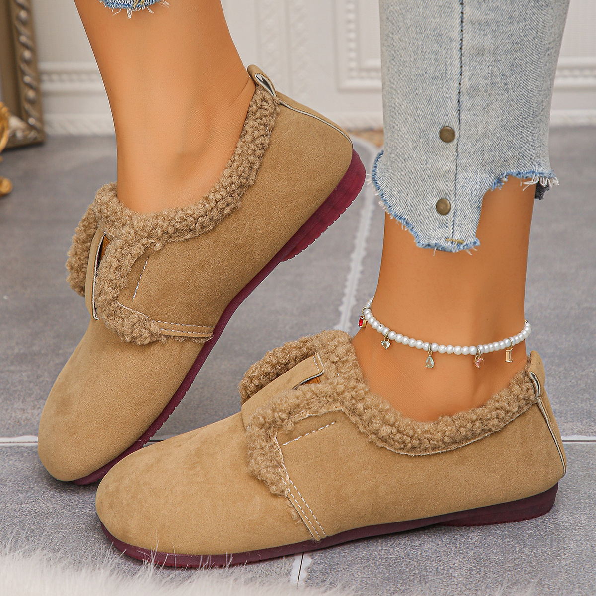 Birkenstock Slip-on Retro Flat-soled Casual Warm Cotton Shoes