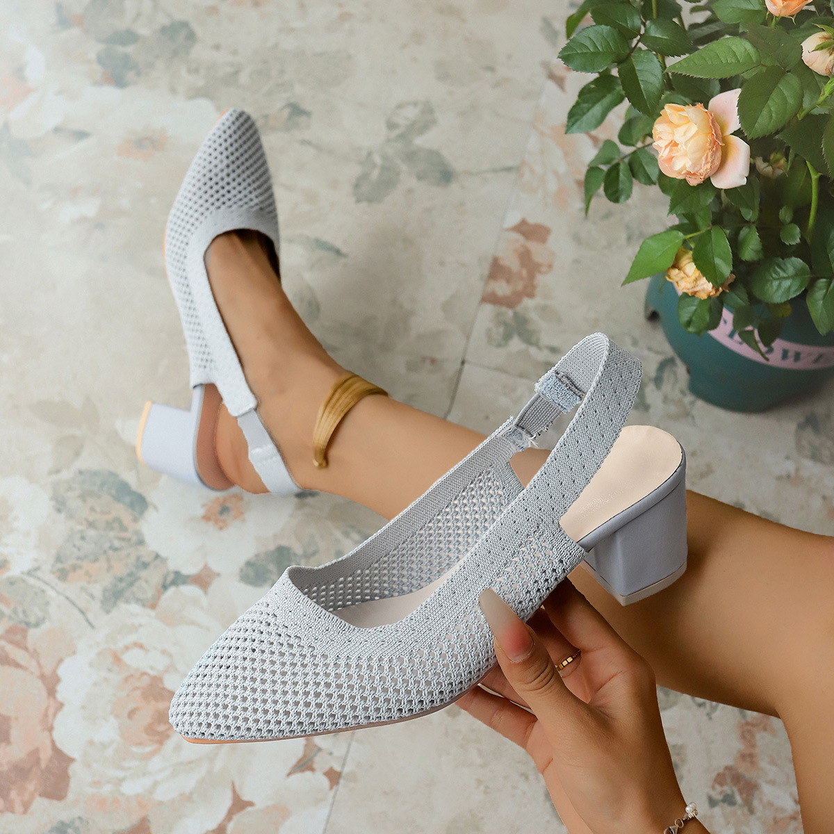 Breathable High-Heel Slipper Sandals for Women