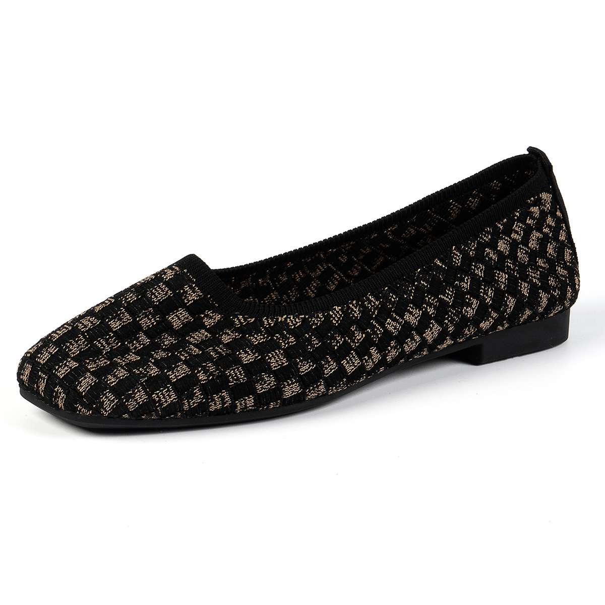 Women's Slip-On Grid Wave Square Toe Shoes