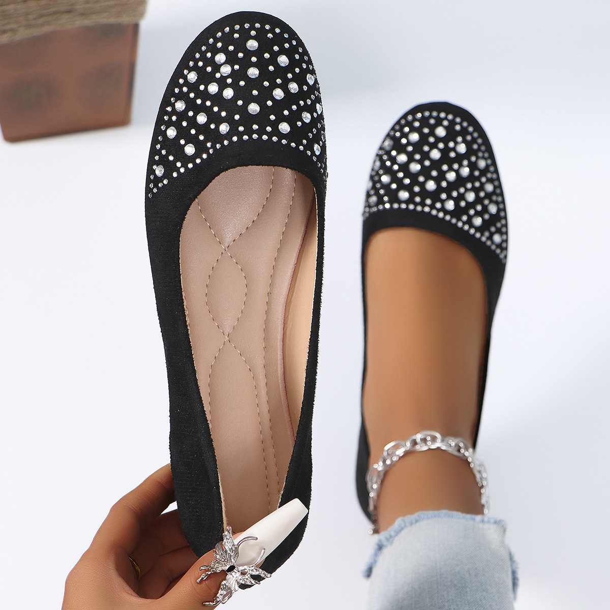 Last Day 60% OFF -Women's Rhinestone Flat Shoes