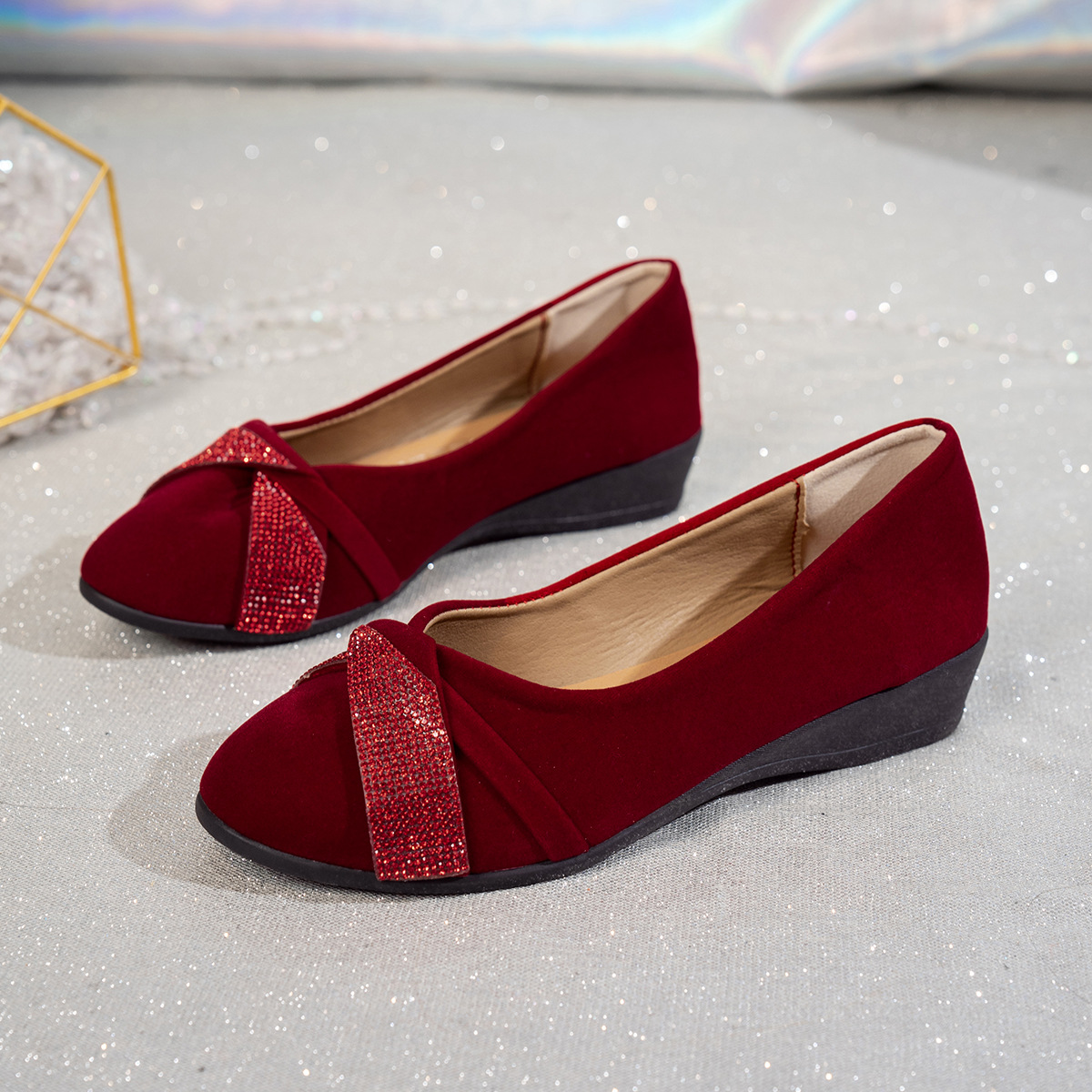 Rhinestone Low-cut Slip-on Shoes