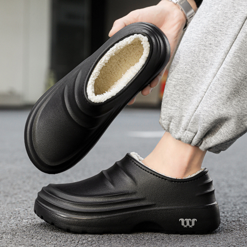 Casual Fuzzy Lining Non-Slip Thick Sole Slip-On EVA Work Shoes 