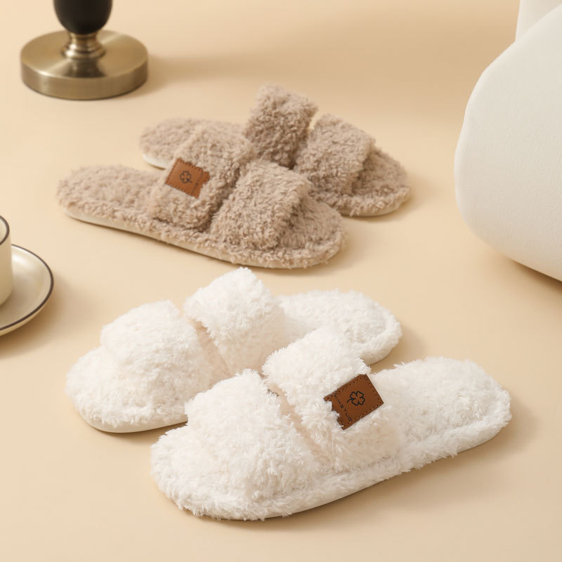 Women's Fuzzy Open-Toe Slippers