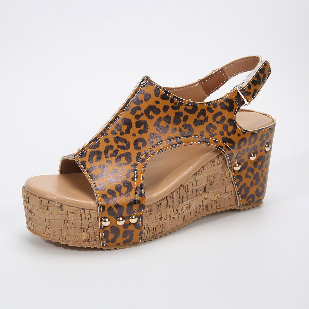 Women'S Elegant Leopard Print Wedge Sandals