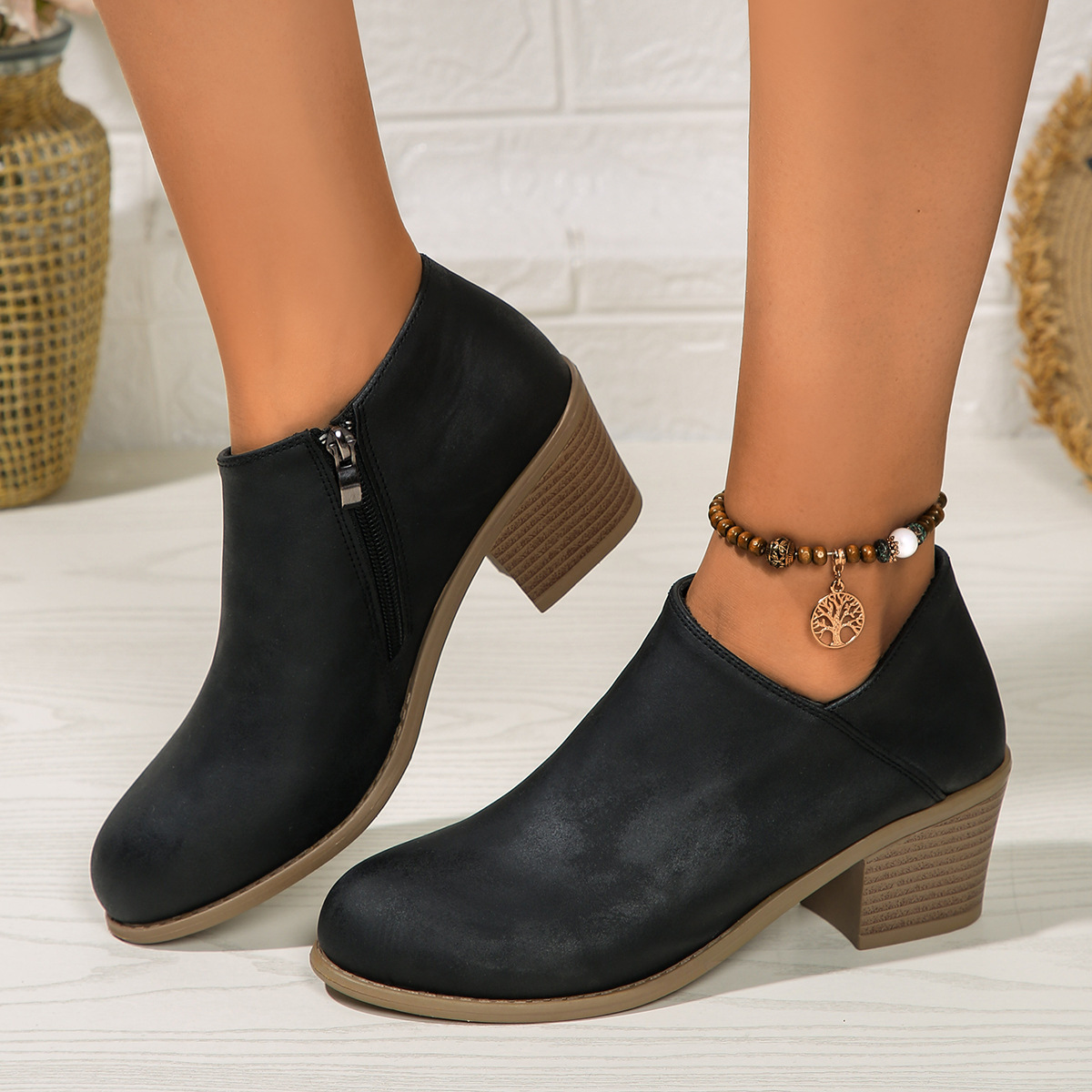 Women's Classic American Western Style Ankle Boots