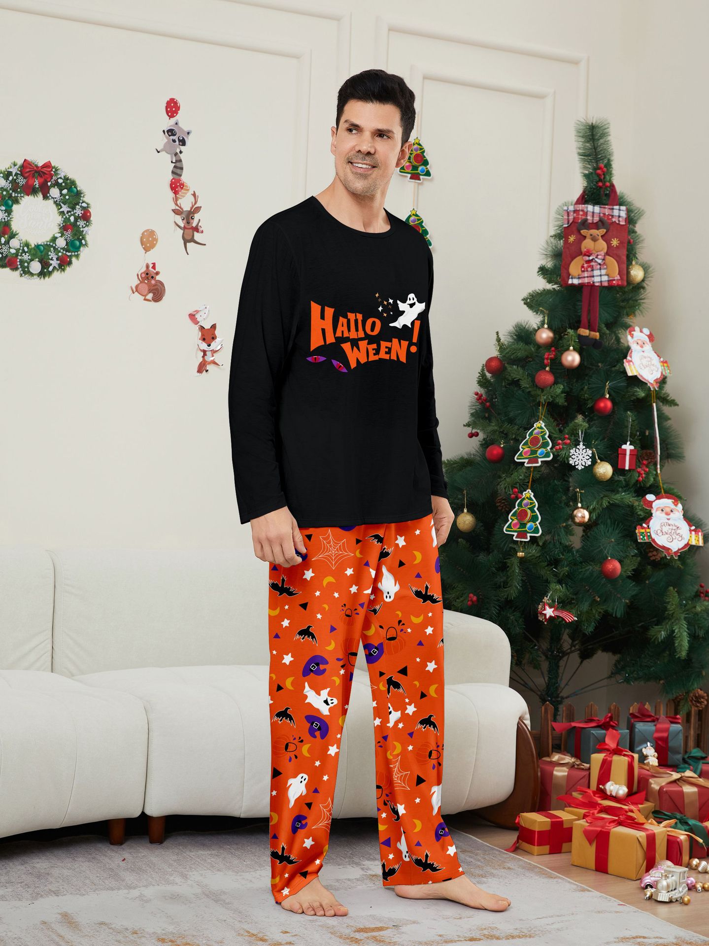 Halloween Ghost Star Print Parent-child Home Wear