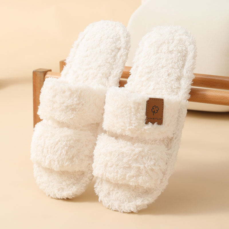 Women's Fuzzy Open-Toe Slippers