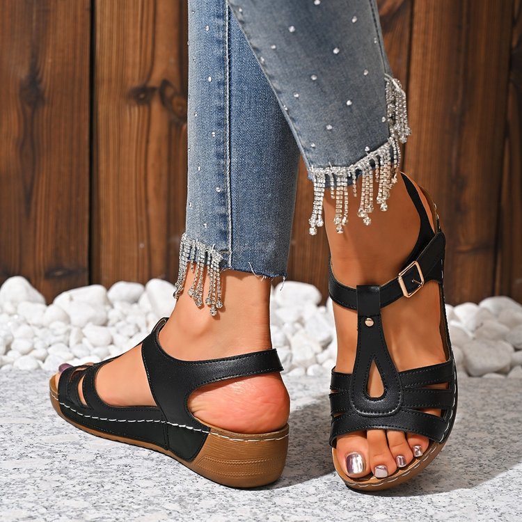 Women's Comfortable Adjustable Buckle Straps Wedge Sandals
