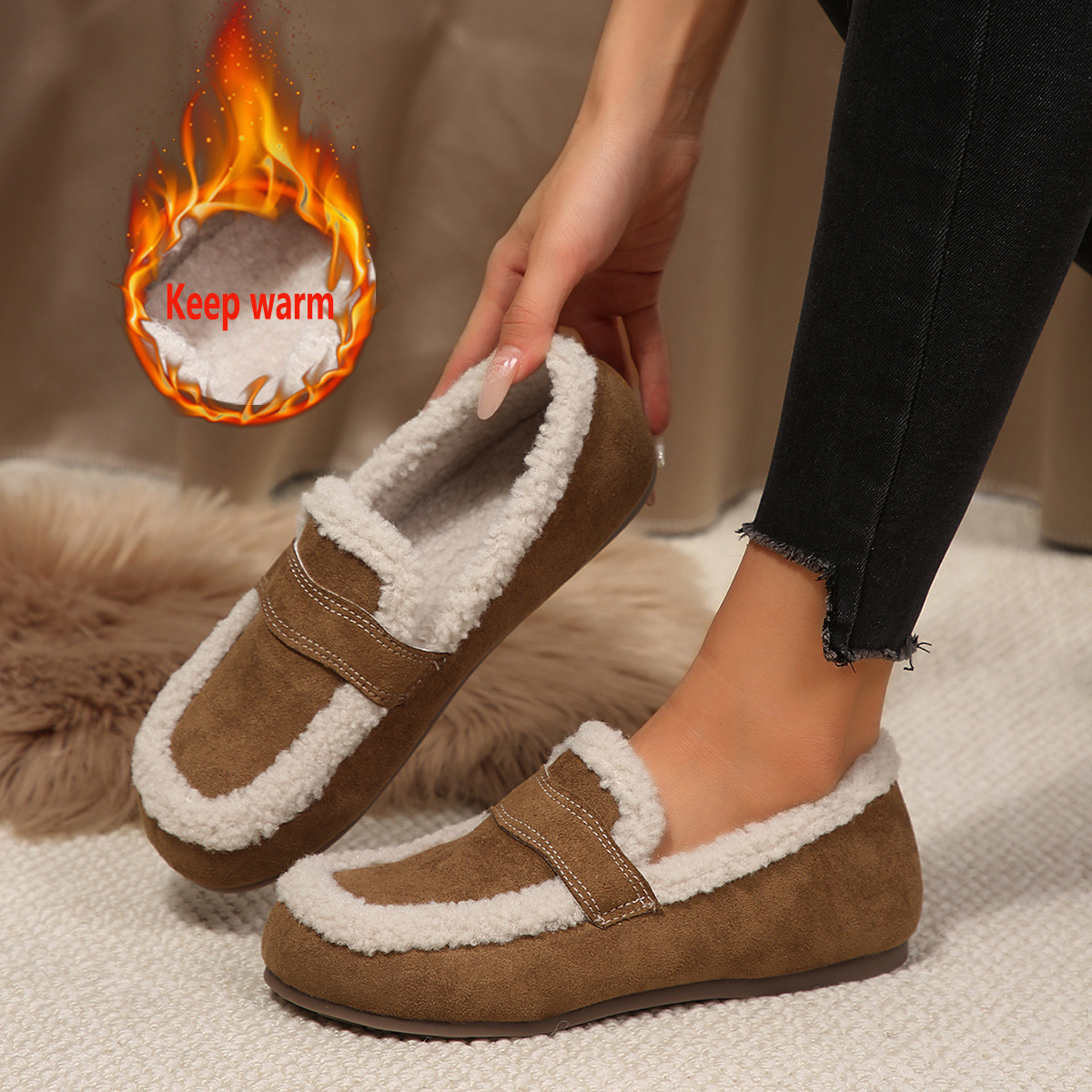 Women's Vintage Fleece-lined Slip-on Winter Boots