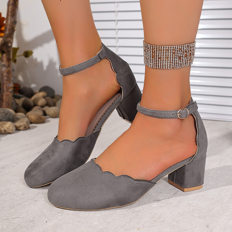 High Heeled Shallow-cut Buckled Shoes