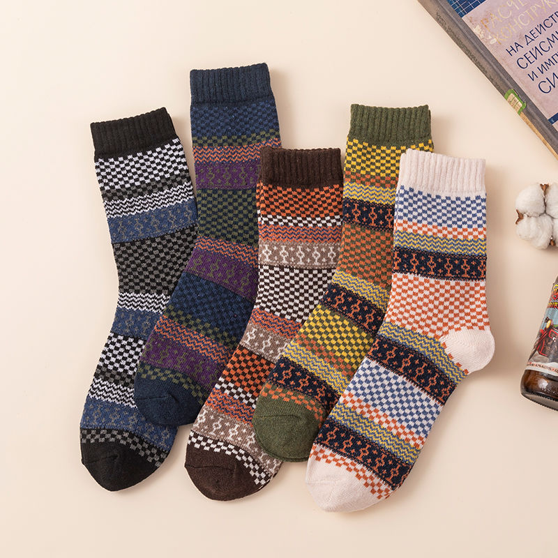 5 Pairs of Men's Small Checkered Cotton Socks