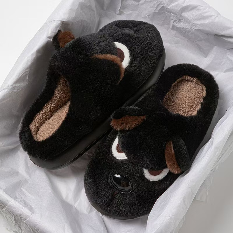 Women's Warm Slip-On Dog Slippers