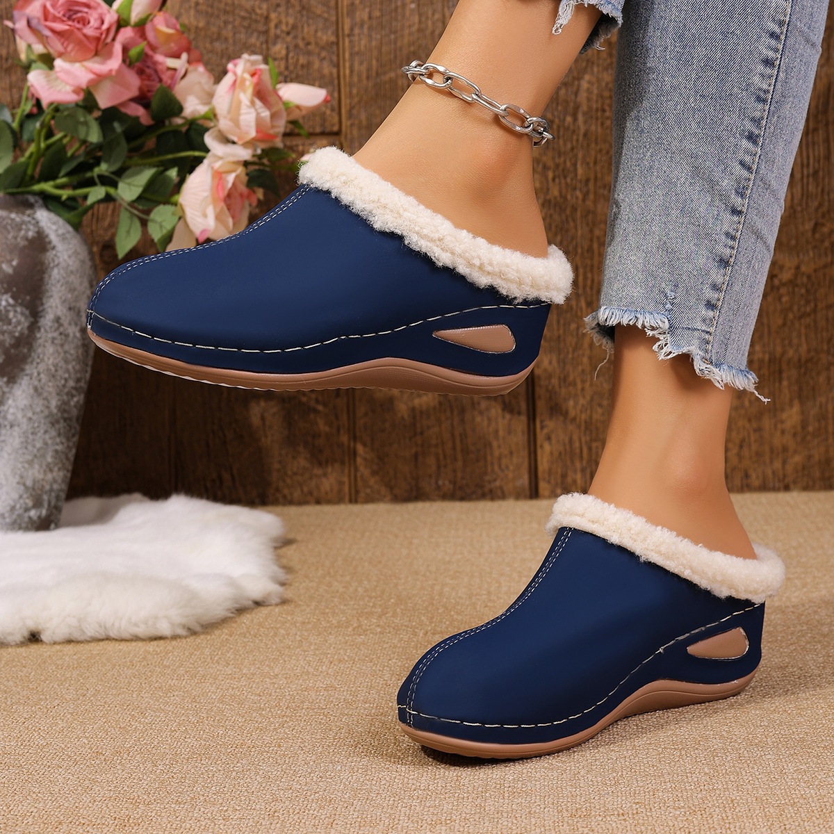Women's Winter Plush-Lined Mules