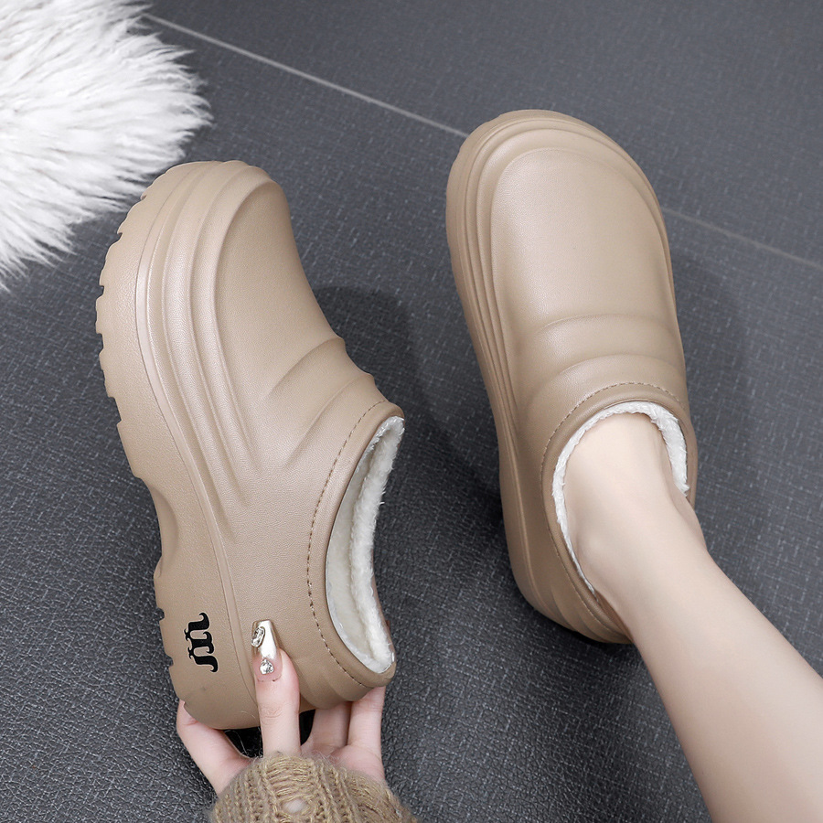 Casual Fuzzy Lining Non-Slip Thick Sole Slip-On EVA Work Shoes 