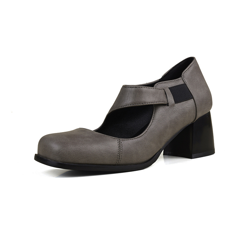 Women's Comfortable French Retro Chunky Heels Mary Jane Shoes