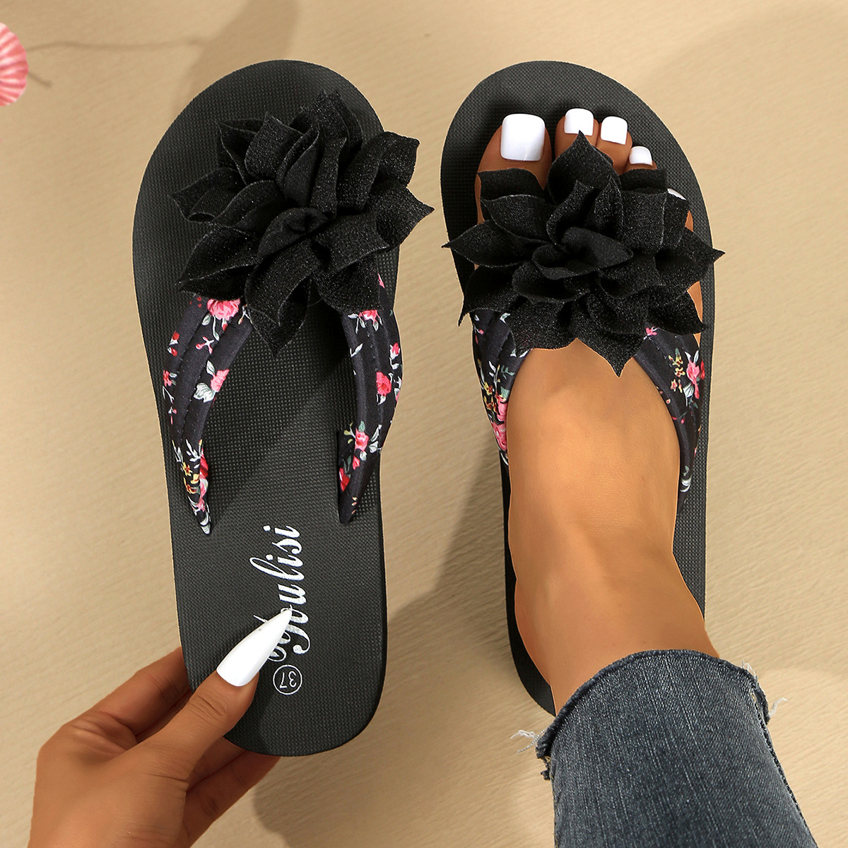 Women's Bohemian Floral Slip-On Flat Sandals