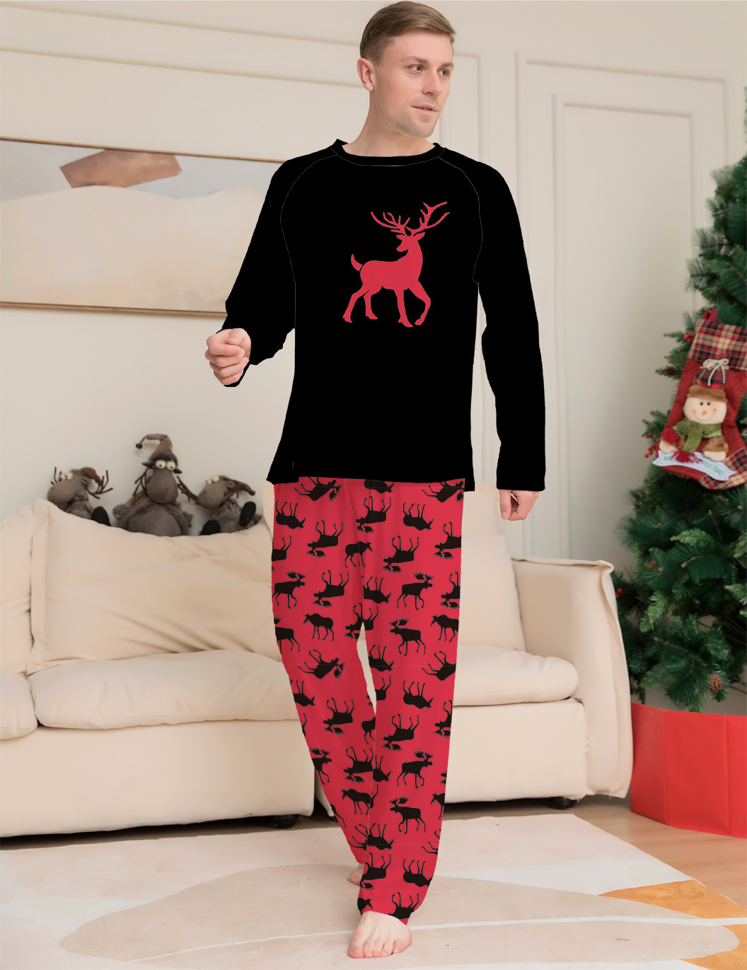 Deer Print Christmas Parent-child Outfit Home Clothes
