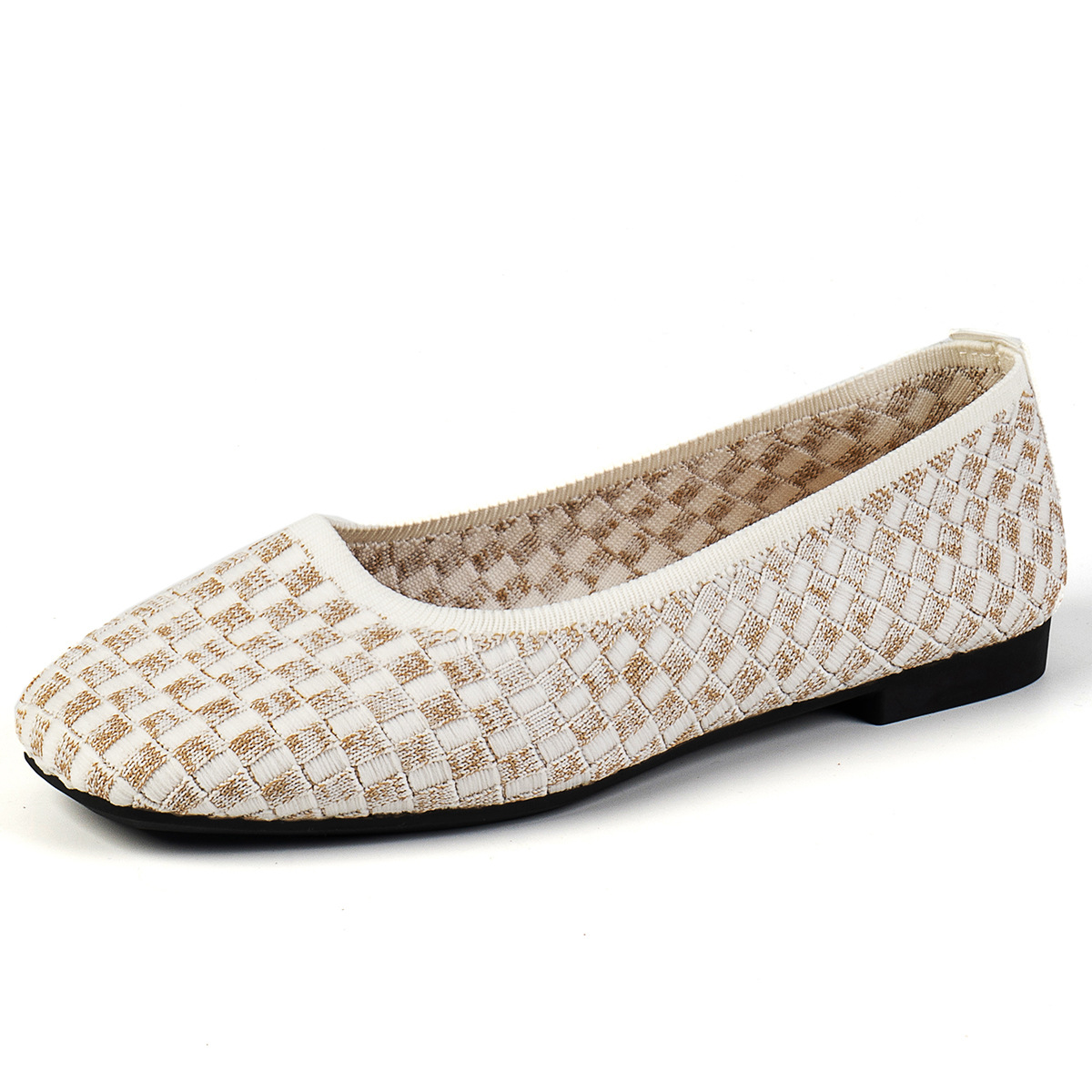 Women's Slip-On Grid Wave Square Toe Shoes