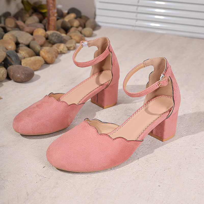 High Heeled Shallow-cut Buckled Shoes