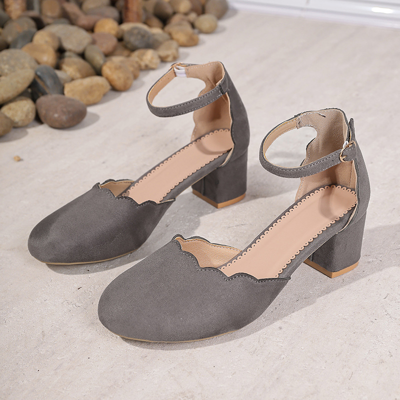 High Heeled Shallow-cut Buckled Shoes