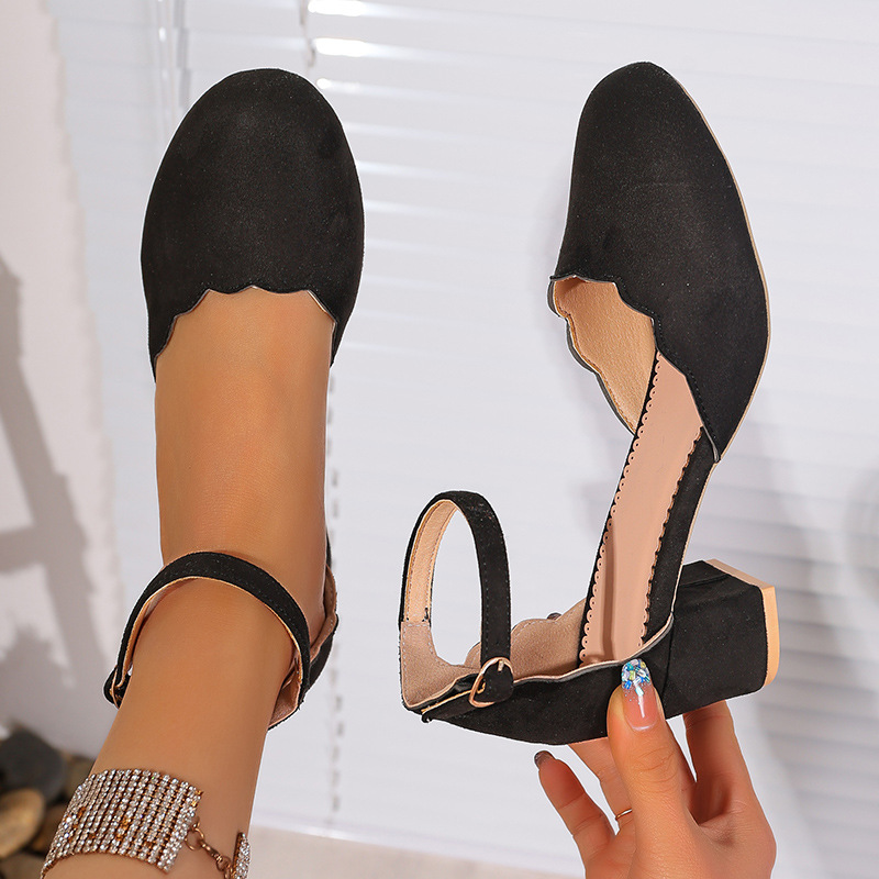 High Heeled Shallow-cut Buckled Shoes
