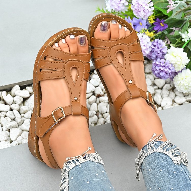 Women's Comfortable Adjustable Buckle Straps Wedge Sandals