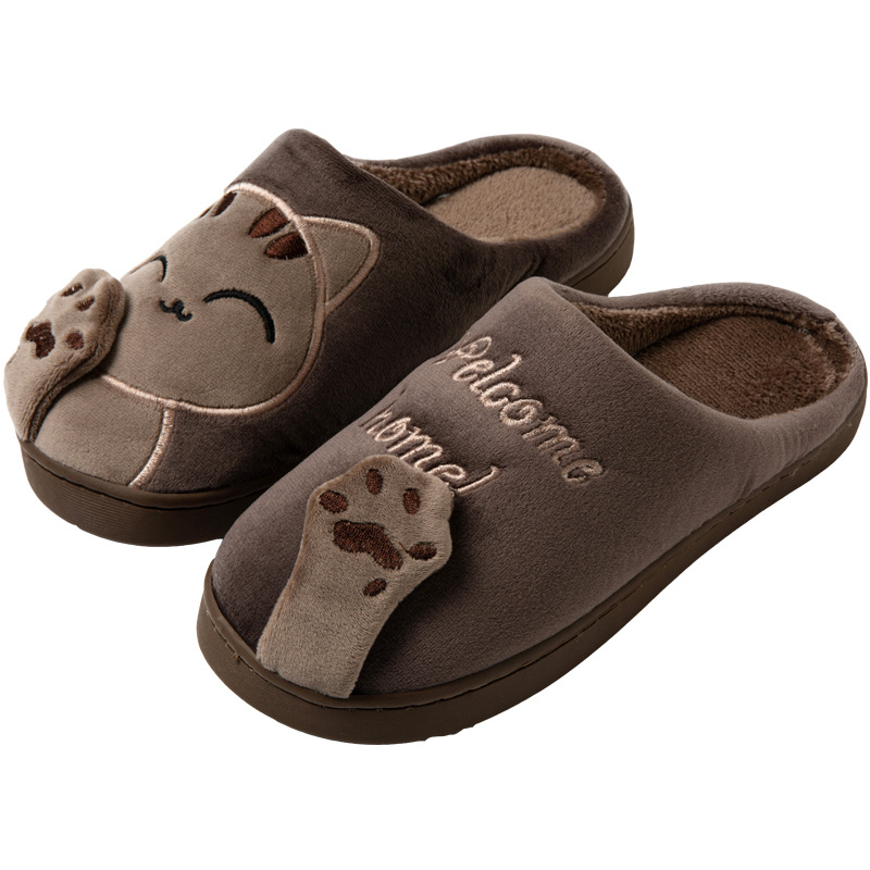 [Copy]Women and Men's Winter Plush Lucky Cat Slip-On Slippers