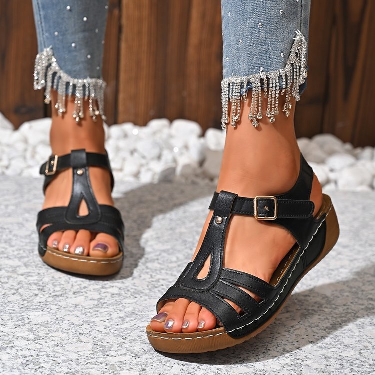 Women's Comfortable Adjustable Buckle Straps Wedge Sandals