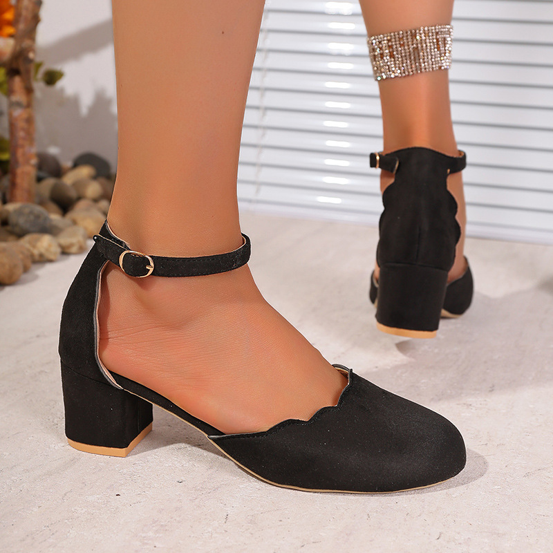 High Heeled Shallow-cut Buckled Shoes