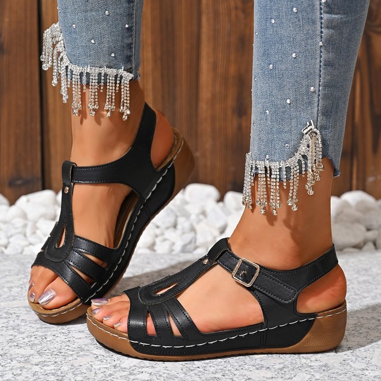 Women's Comfortable Adjustable Buckle Straps Wedge Sandals