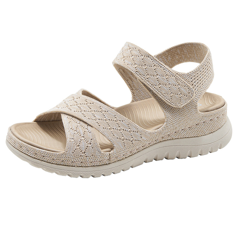 Women's Casual Woven Fabric Cut-Out Print Sandals 