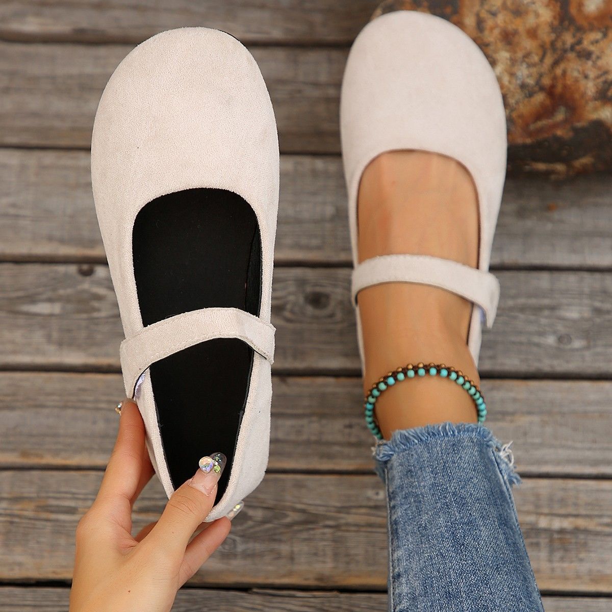 Orthopedic Suede Ballet Mary Jane Flats